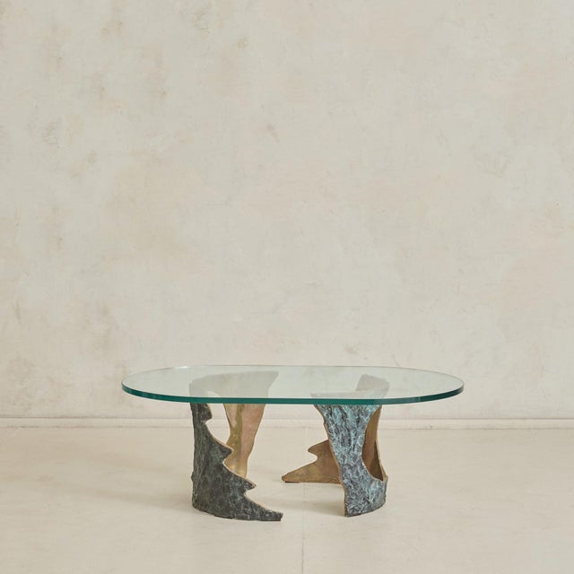 Verdigris Belgium Brutalist Coffee Table Attributed to Willy Ceysens No. 02, 1970s For Sale - Image 8 of 11
