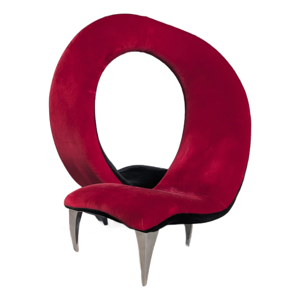 Postmodern Tete-a-Tete Flamenco Looping Chair in Red Velvet, C1990s ...