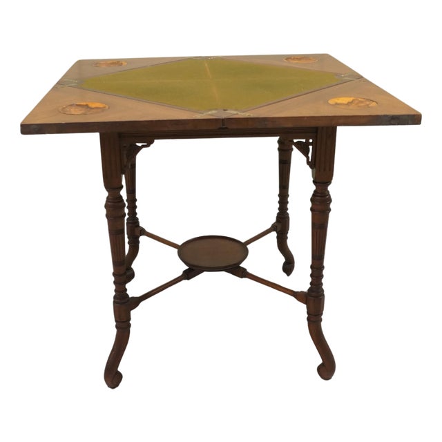 Late Victorian Envelope Card Table with Gaming Wells, 1900s For Sale