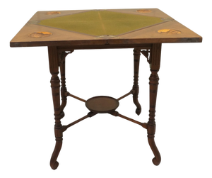 Late Victorian Envelope Card Table with Gaming Wells, 1900s