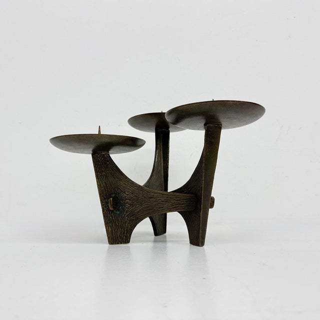 Modernist Sculptural Brutalist Bronze Metal Candleholder, France, 1960s For Sale - Image 15 of 18