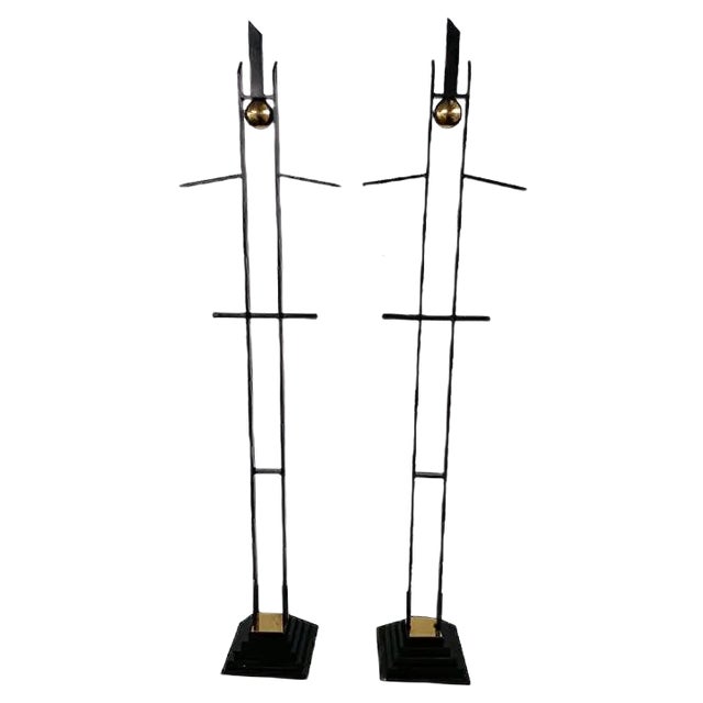 Mid-Century Italian Sculptures or Valet Stands in Metal and Brass, Set of 2 For Sale