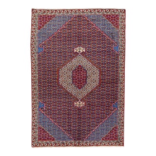 1960s Vintage Persian Tabriz Handmade Medallion Red Wool Rug For Sale