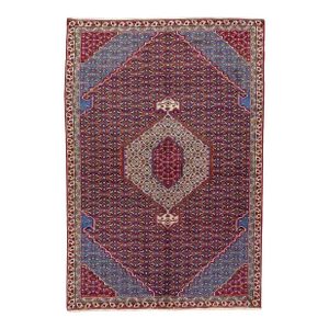 1960s Vintage Persian Tabriz Handmade Medallion Red Wool Rug