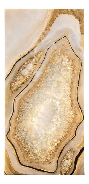 Golden Geode Illuminated Wall Art in Citrine and Quartz by Sev Art Gallery