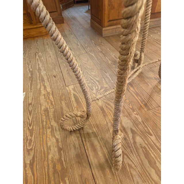 MCM Nautical Style Rope Table W/Glass Top For Sale - Image 4 of 12