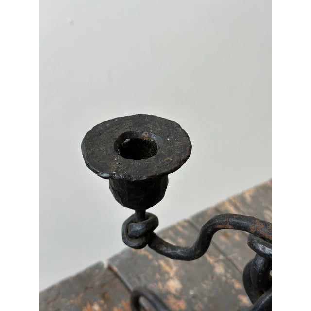 Antique Forged Iron Twisted Candelabra, Circa Early 19th Century For Sale - Image 11 of 12