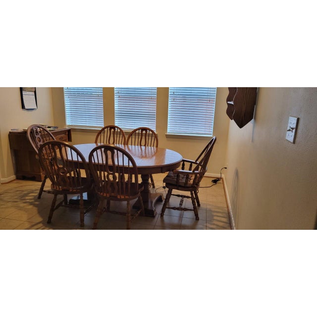 1980s Keller Furniture 7 Piece Oak Dining Set Chairish