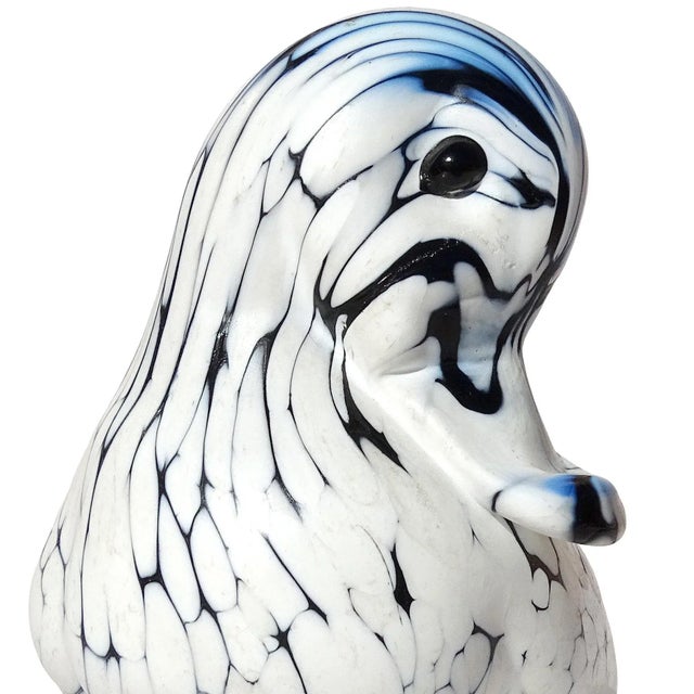 Abstract Vintage Murano Archimede Seguso Black White Italian Art Glass Baby Duck Bird Figurine Sculpture For Sale - Image 3 of 7