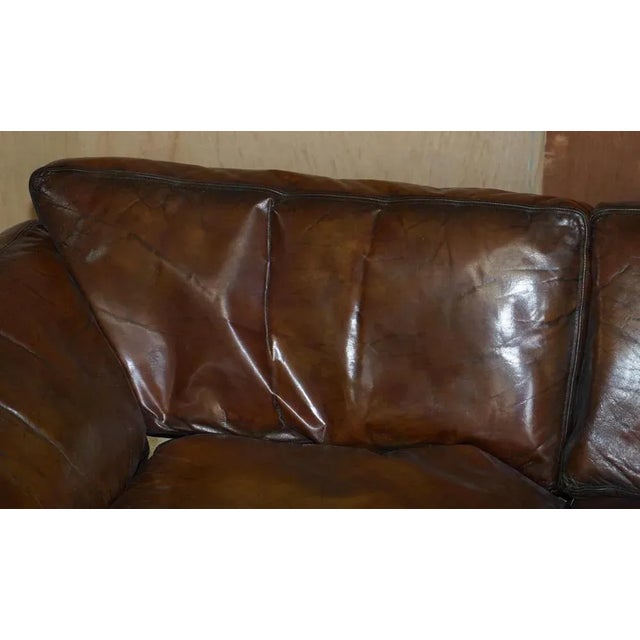 Low Mid-Century Modern Brown Leather Sofa For Sale - Image 6 of 17