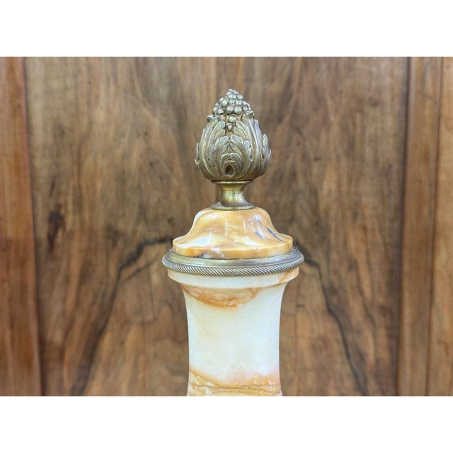 19th Century Louis XVI Portico Clock in Marble and Bronze with Its Covered Vases, 1890s, Set of 3 For Sale - Image 6 of 18