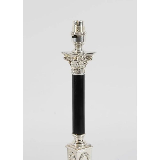 Antique Victorian Corinthian Column Silver Plated Table Lamp, 1800s For Sale - Image 11 of 14