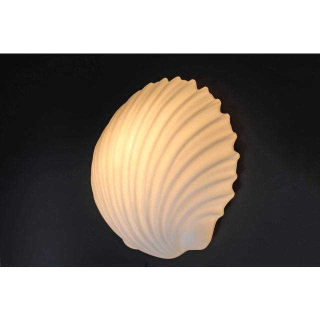 Large Shell Wall Lamp in Opal Glass from Glashütte Limburg, 1970s For Sale - Image 4 of 11
