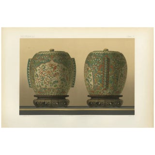 Audsley, Exquisite Cloisonné-Style Urns, 1884, Paper For Sale