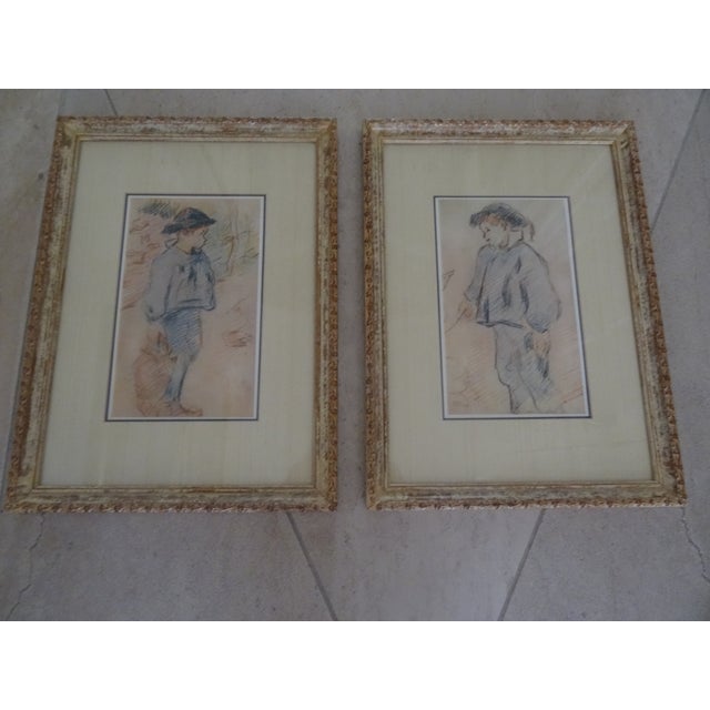 Little Breton Boy and Goose with bucket Custom Framed Circa 1970s by Soicher - Marin. Its timeless appeal makes these...