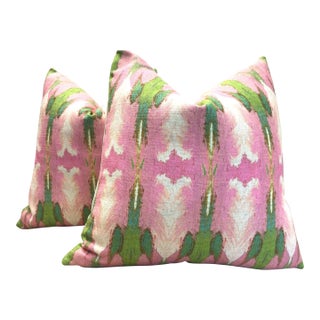“Cabana Pink” Fabric Pillows With Down Inserts - a Pair For Sale