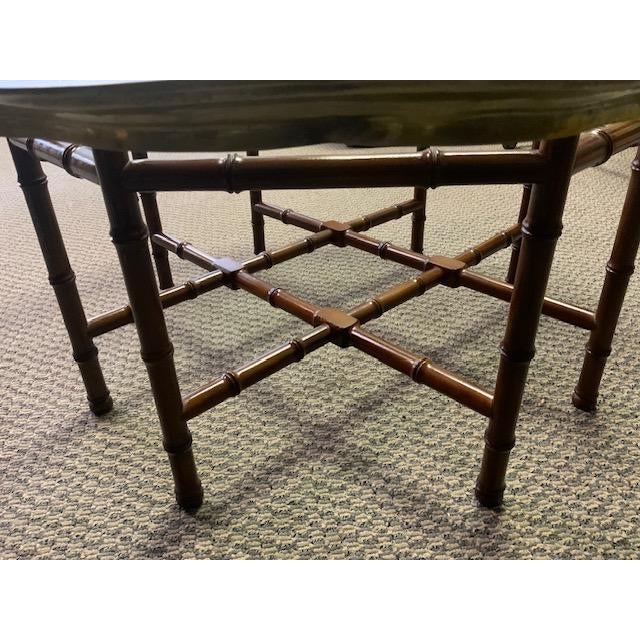 1960s Faux Bamboo Brass Tray Glass Cocktail Coffee Table For Sale In West Palm - Image 6 of 12