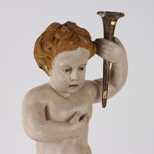 Wooden Putto Torch Holder For Sale - Image 3 of 10