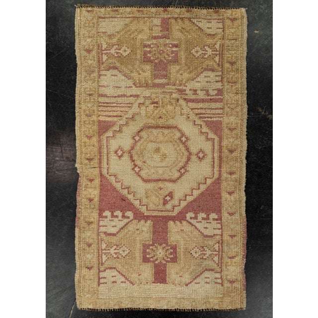 Textile Turkish Mini Rug Oriental Hand Knotted Vintage Rug 1'7" x 2'11" #21182 For Sale - Image 7 of 8