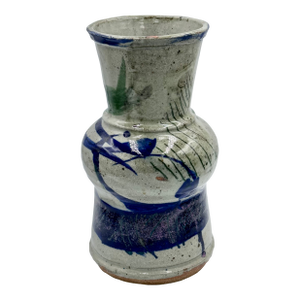 Mid 20th Century Salt Glazed Stoneware Studio Art Pottery Vase Signed