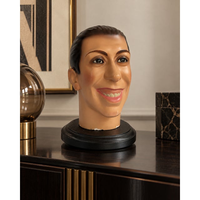 French Fernandel Sculptural Head with Glass Eyes, 1930s For Sale - Image 9 of 11