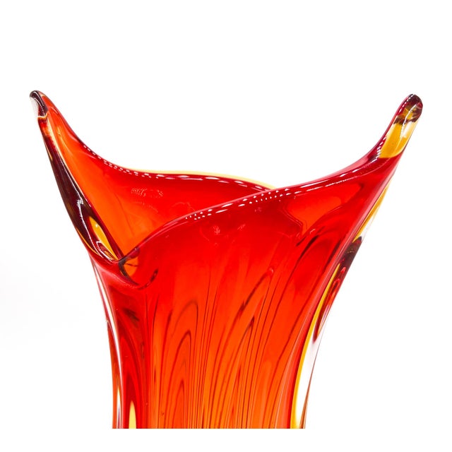 Vintage Amberina Hand Blown Glass Vase For Sale - Image 9 of 10