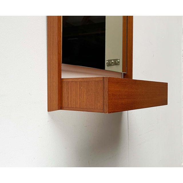 Mid-Century Modern Mid-Century Modern Teak Wall Mirror with Drawer, 1960s For Sale - Image 3 of 18