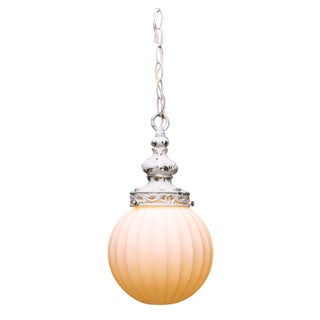 Antiqued White Globe Pendant For Sale