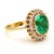 1980s Gia Certified 4.3 Carat Colombian Emerald 18k Gold Button Sunburst Ring, Size 7.5 For Sale - Image 5 of 13