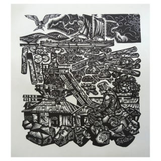 Dainis Rozkalns, Fatigue, 1977, Linocut For Sale