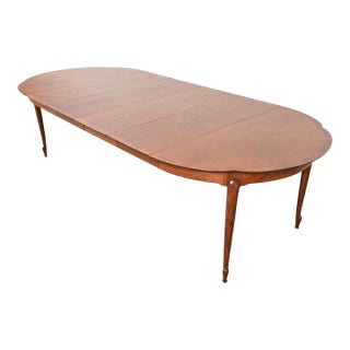 Mastercraft Mid-Century Hollywood Regency Cherry and Burl Wood Extension Dining Table, Newly Refinished For Sale
