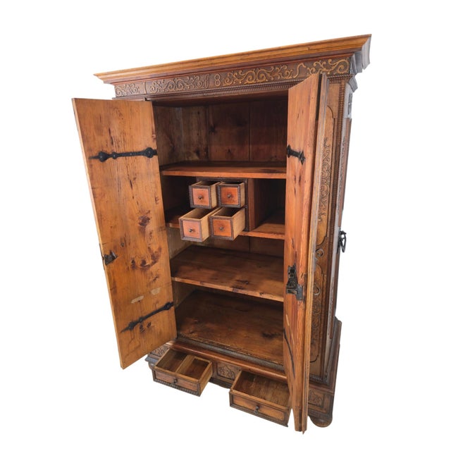 Brown Renaissance Wardrobe in Walnut and Softwood, 1685 For Sale - Image 8 of 14