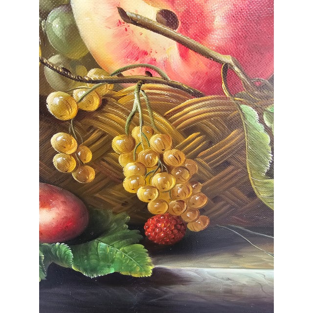 Early 21st Century Large Ron Benson Signed Still Life Oil Painting - Floral & Fruit - Ornate Gilt Frame 40×40 For Sale - Image 5 of 9