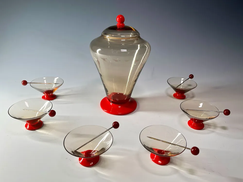 Italian Liquor Set in Murano Glass by Napoleone Martinuzzi for