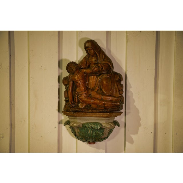 Brown 18th Century French Carved Oak Pietà For Sale - Image 8 of 8