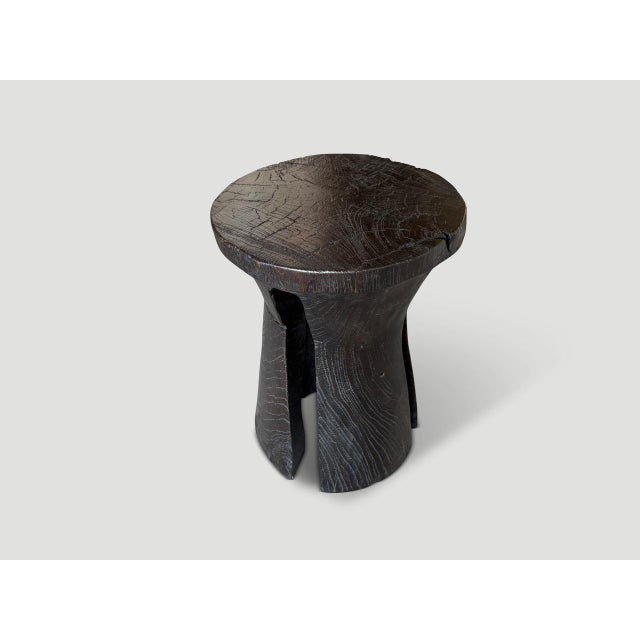 2010s Andrianna Shamaris Sculptural Teak Wood Side Table Or Pedestal For Sale - Image 5 of 5