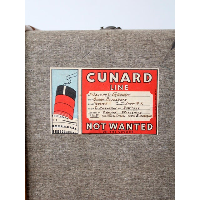 Vintage 1950s Cunard Line Steamer Trunk For Sale - Image 10 of 12