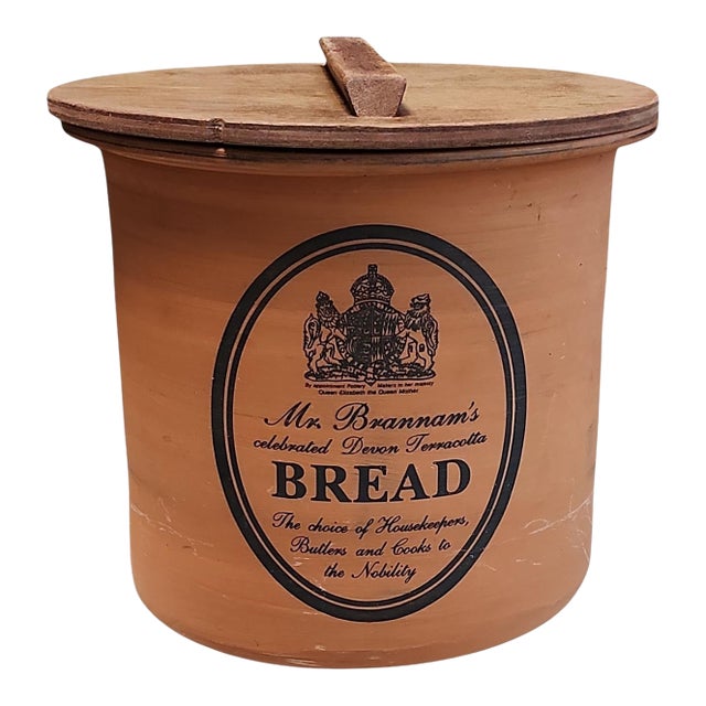 Mid Century English Royal Barum Ware Brannams Terracotta Lidded Bread Bin For Sale