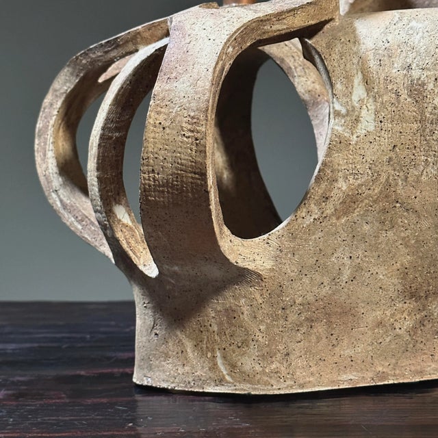 Ceramic Vintage Slab Built Modernist Stoneware Candelabra Sculpture, Signed/Art Nouveau/Gaudi For Sale - Image 7 of 11