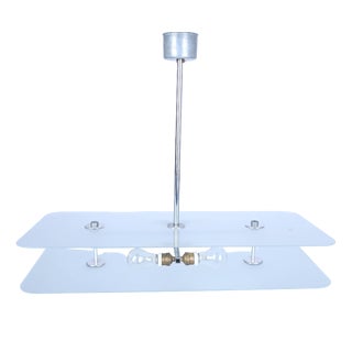 Bauhaus Chrome and Glass Ceiling Light, 1930s For Sale