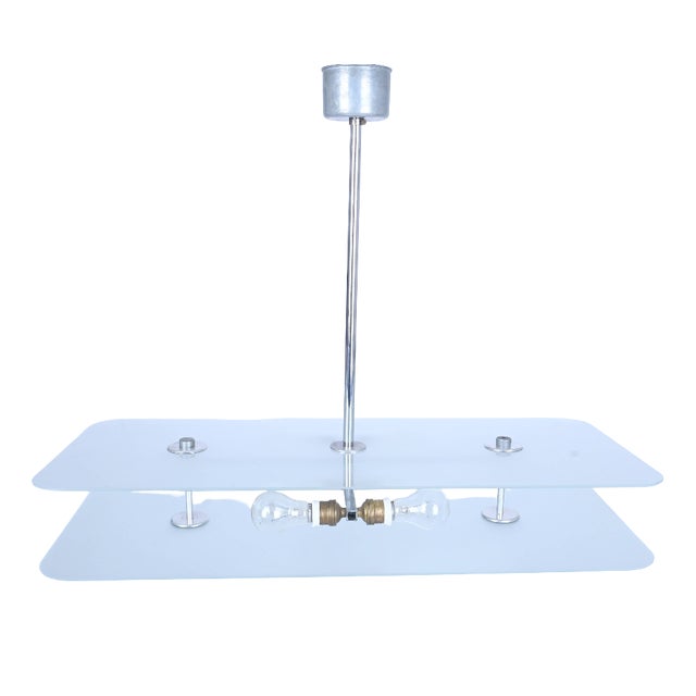 Bauhaus Chrome and Glass Ceiling Light, 1930s For Sale