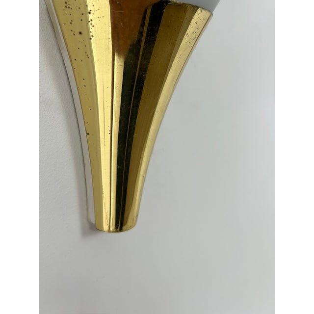 Metal Wall Lights in Opaline Glass and Brass from Limburg, Germany, 1970, Set of 2 For Sale - Image 7 of 8