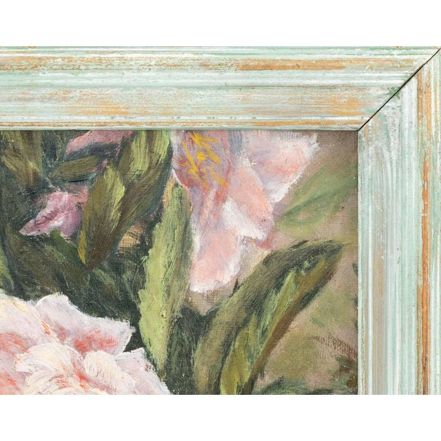 American Pink Roses Oil on Canvas Panel, 20th Century For Sale In New York - Image 6 of 7