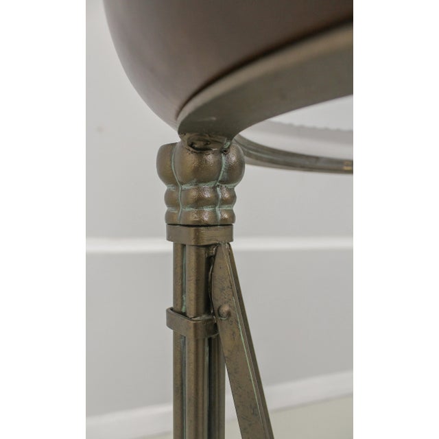 1990s Leather Wrapped Studded Glass Top Pedestal Table For Sale - Image 5 of 11