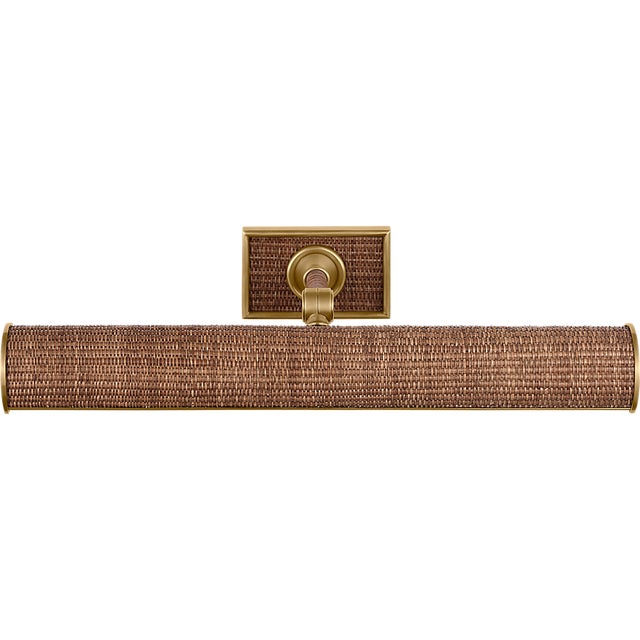 Halwell 18" Picture Light in Brass and Natural Woven Rattan Designer: Chapman & Myers Finish: Antique-Burnished Brass and...