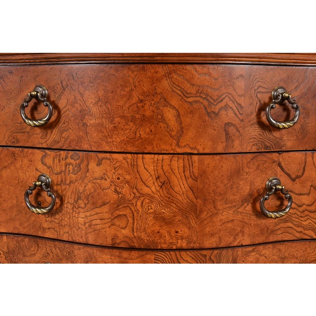 Late 20th Century Thomasville French Louis Philippe Burl Wood Marble Top Three-Drawer Dresser Chest For Sale - Image 5 of 11