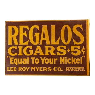 Antique Regalos Cigars Double-Sided Tin Flange Sign For Sale