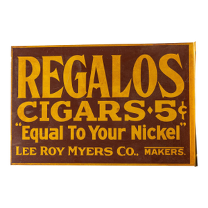 Antique Regalos Cigars Double-Sided Tin Flange Sign