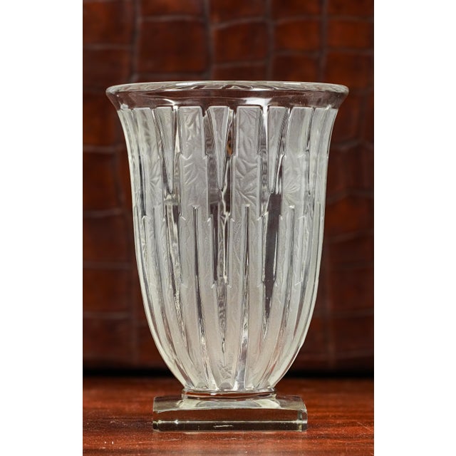 Glass Stunning Antique French Frosted Crystal Flower Vase Art Deco Style Home Decor For Sale - Image 7 of 11