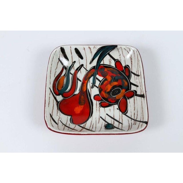 Marcello Fantoni Set of Four Italian Leather-Backed Ceramic Dishes Florence, Circa 1950 For Sale - Image 4 of 18